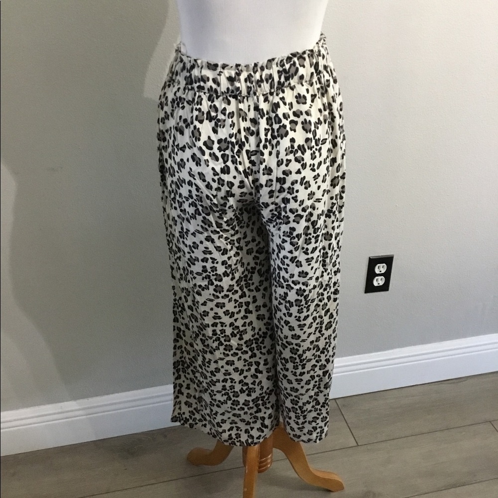 Blue Island animal print wide leg cropped pants S - Picture 3 of 4